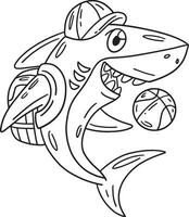 Shark Wearing a School Bag Isolated Coloring vector