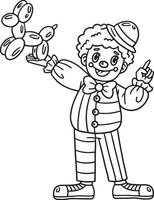 Circus Clown with a Balloon Dog Isolated Coloring vector