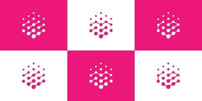 The logo design is a combination of love and hexagon shapes with a technology and interconnected style. vector