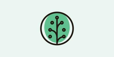 leaf tech logo design made with circle lines. vector