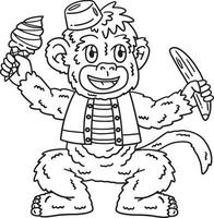 Circus Monkey Isolated Coloring Page for Kids vector