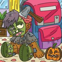 Zombie Plushie Colored Cartoon Illustration vector