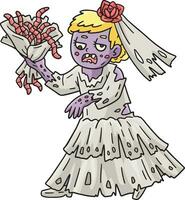 Zombie Bride Cartoon Colored Clipart Illustration vector