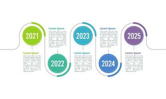 5-year infographic timeline curve design template. Milestone, Planning, and Roadmap. Vector illustration.