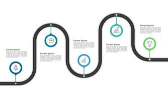 infografía 5 5 llave puntos de el mapa vial a éxito. vector ilustración.