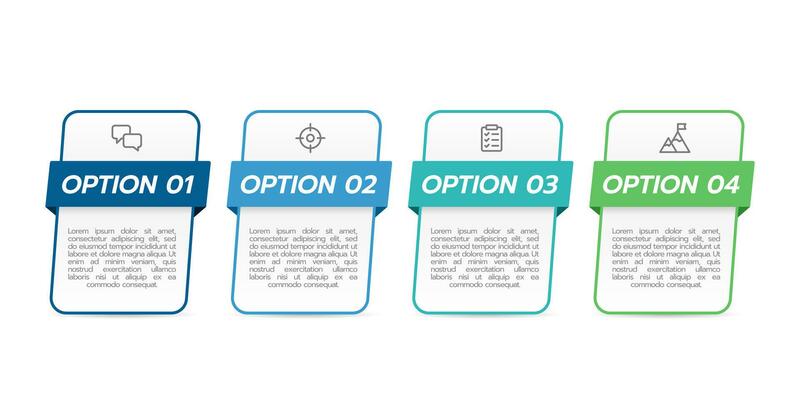 4 frames design template. Infographic 4 options to success. Vector illustration.