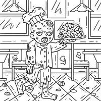 Zombie Holding Brains on a Plate Coloring Pages vector