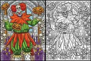 Halloween Clown Coloring Page Colored Illustration vector