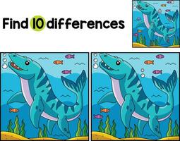 Mosasaurus Dinosaur Find The Differences vector