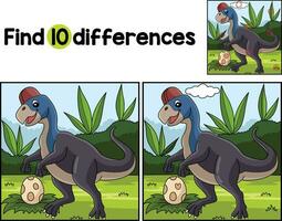 Oviraptor Dinosaur Find The Differences vector