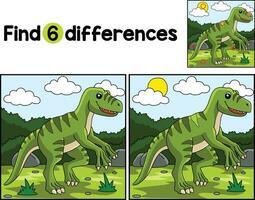 Velociraptor Dinosaur Find The Differences vector