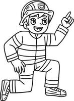 Firefighter Isolated Coloring Page for Kids vector