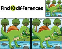 Spinosaurus Dinosaur Find The Differences vector