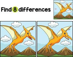 Pterodactyl Dinosaur Find The Differences vector