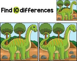 Diplodocus Dinosaur Find The Differences vector