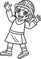 Child with Firefighter Hat Isolated Coloring vector