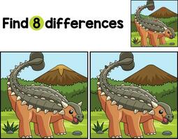 Ankylosaurus Dinosaur Find The Differences vector