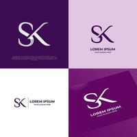 SK Initial Modern Typography Emblem Logo Template for Business vector