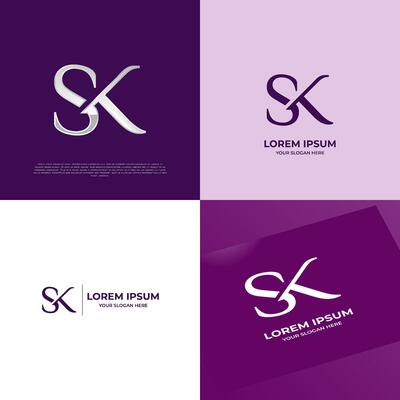 SK Initial Modern Typography Emblem Logo Template for Business