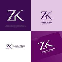 zk inicial moderno tipografía emblema logo modelo para negocio vector
