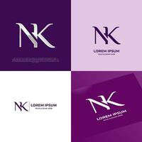 NK Initial Modern Typography Emblem Logo Template for Business vector