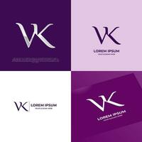 VK Initial Modern Typography Emblem Logo Template for Business vector