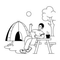 Trendy Guy Camping vector