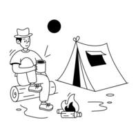 Trendy Camping Coffee vector