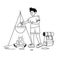 Trendy Camp Cooking vector