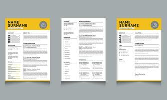 Resume Design Template Yellow Color Design vector