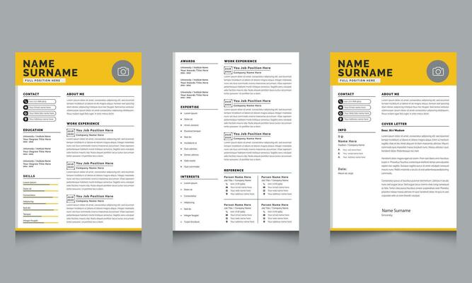 Resume Design Template Yellow Color Design