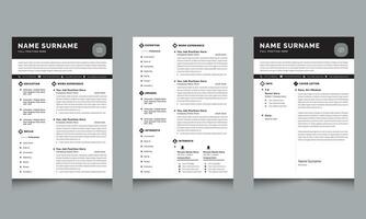 Vector Resume Layout with Dark Design