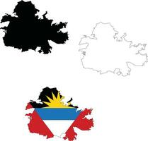 Map of Antigua. Antigua Island Map. Flag of Antigua maps territory. Outline map Antigua. flat style. vector