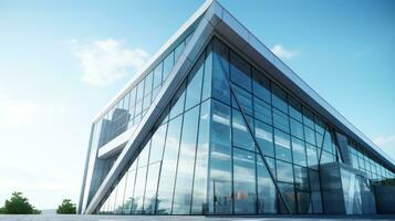 Abstract architecture background. Modern office building with glass facade. 3d render Generative AI photo
