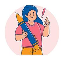 Woman carrying a pen vector