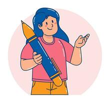 Woman carrying a pen vector