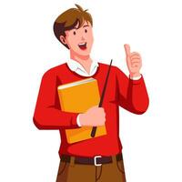 male teacher carrying books vector