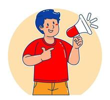 Man holding megaphone announcement vector