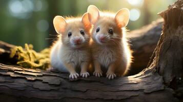 photo of heart-melting two Spiny Mouses with an emphasis on expression of love. Generative AI