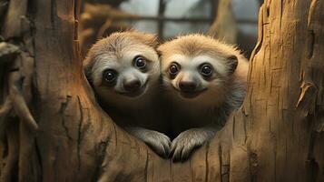 photo of heart-melting two Sloths with an emphasis on expression of love. Generative AI