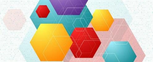 Colorful hexagons abstract geometric background vector