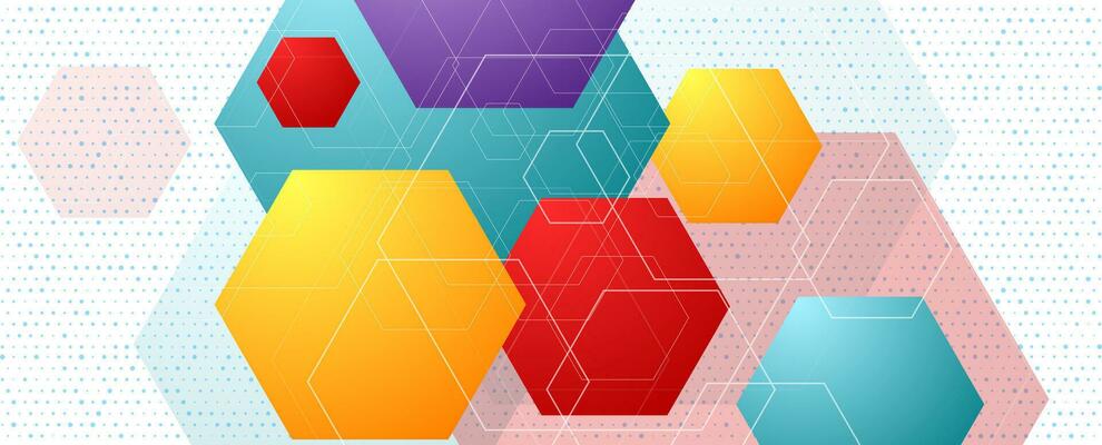Colorful hexagons abstract geometric background