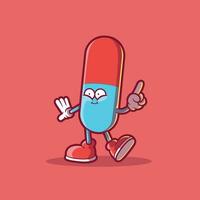 Medicine Pill character posing vector illustration. Medicine, health, icon design concept.