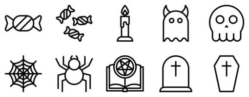 halloween line style icon collection vector