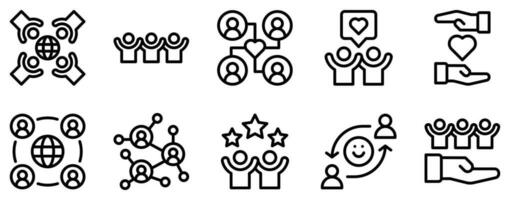 Friendship line style icon collection vector