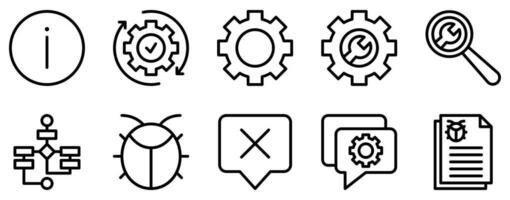 Tech Support line style icon collection vector