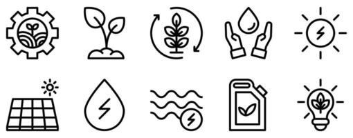 Ecology line style icon collection vector