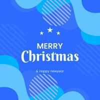 Merry Christmas social media post with abstract blue background vector