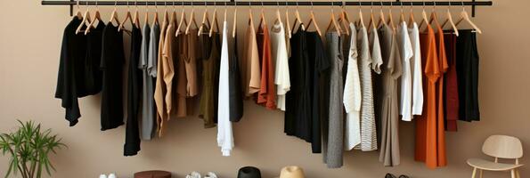 Simplified wardrobe essentials neatly arranged for a minimalist aesthetic photo