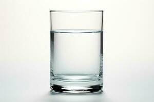 A clear glass with fresh water symbol of minimalism isolated on a white gradient background photo